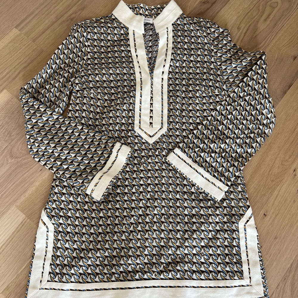 Tory Burch Multicolor Geometric Print Top kaftan coverup size unmarked